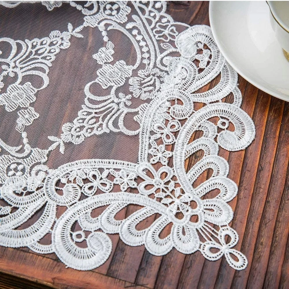 Lace Table Runner Macrame Flower Vintage Shabby Chic Wedding Holiday 10 x 70 In - Picture 7 of 10